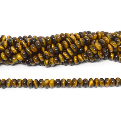 Tiger Eye Polished Rondel 5x8mm strand 72 beads