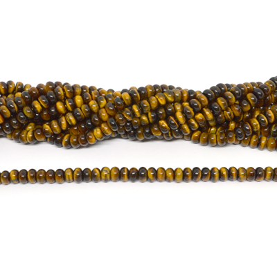 Tiger Eye Polished Rondel 4x6mm strand 84 beads
