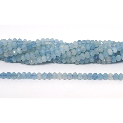 Aquamarine Faceted Rondel 4x6mm strand 92 beads