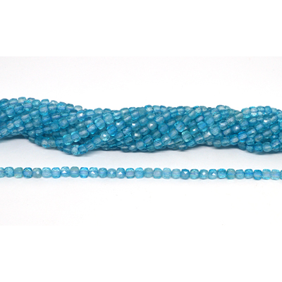 Blue Topaz Faceted Cube 4mm strand 87 beads