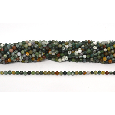 Moss agate Faceted Round 4mm strand 95 beads
