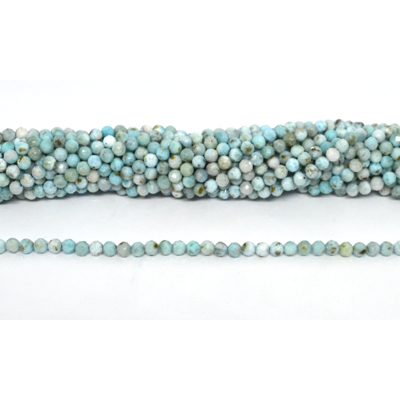 Larimar faceted round 4mm strand 93 beads
