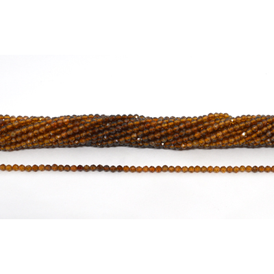Hessonite Garnet graded  faceted round 3mm strand 128 beads