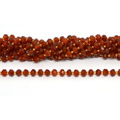 Carnelian faceted rondel 6x8mm strand 45 beads