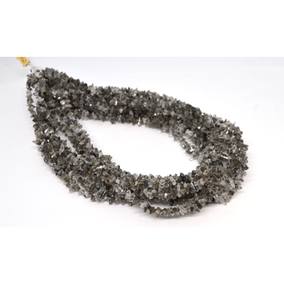 Herkimer Black Double point Chips 39cm strand
