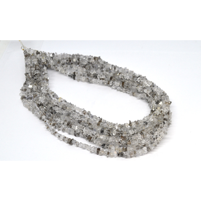 Herkimer Black Double point Chips 39cm strand