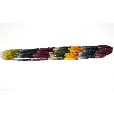 Ruby Sapphire Faceted rondel 3x2mm strand 40cm