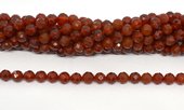 Carnelian faceted round 8mm strand 48 beads-beads incl pearls-Beadthemup