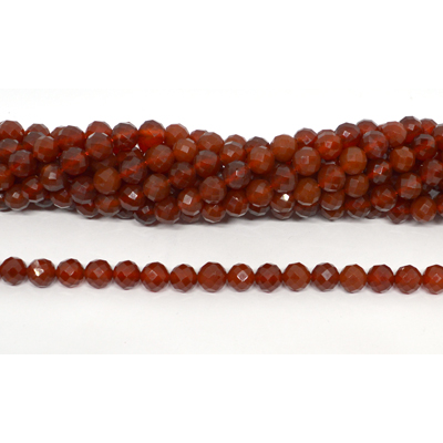 Carnelian faceted round 8mm strand 48 beads