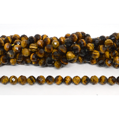 Tiger Eye faceted round 10mm strand 35 beads