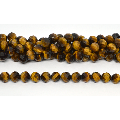 Tiger Eye faceted round 12mm strand 52 beads