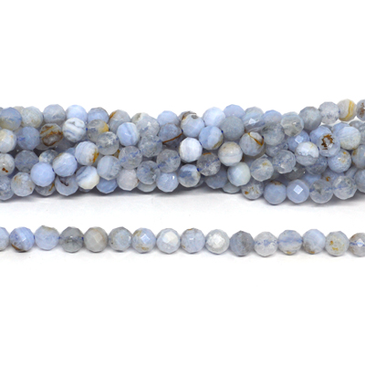 Blue Lace Agate faceted round 6mm strand 63 beads