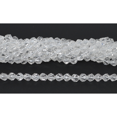 Clear Quartz diamond cut faceted round 8mm strand 46 beads