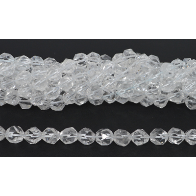 Clear Quartz diamond cut faceted round 10mm strand 35 beads