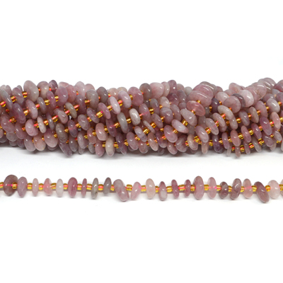 Rose Quartz Madagascar middle drill polished chip 70 beads