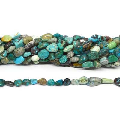 Azurite Malachite nugget 6x8mm strand 48 beads