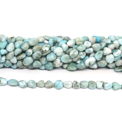 Larimar nugget 6x8mm strand 55 beads