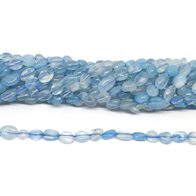 Aquamarine nugget 6x8mm strand 48 beads