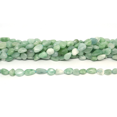 Green Angelite nugget 8x10mm strand 38 beads