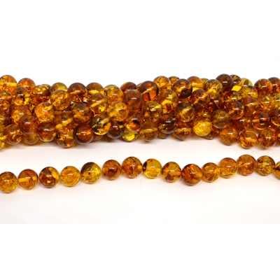 Amber round 10mm strand 38 beads