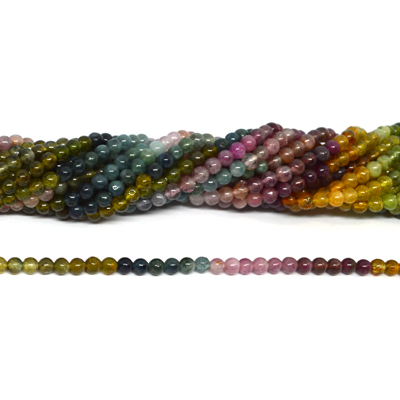Tourmaline shaded AAA polished round 4mm strand 108 beads