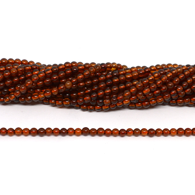 Hessonite Garnet polished round 3mm strand 120 beads