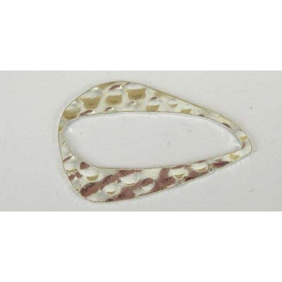 Sterling Silver Ring flat 44x30mm Teardrop hammrd