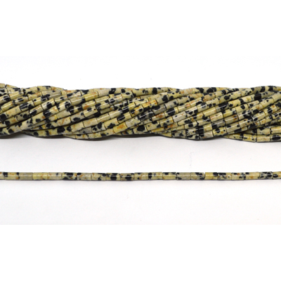 Dalmation Jasper tube 2x4mm strand 84 beads