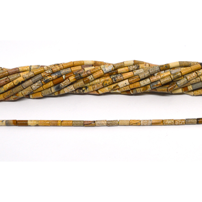 Picture Jasper tube 2x4mm strand 84 beads