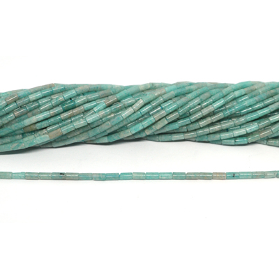 Amazonite tube 2x4mm strand 84 beads