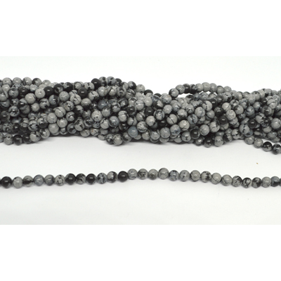 Snowflake Obsidian polished round 4mm strand 83 beads