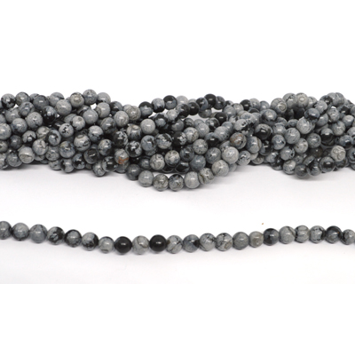 Snowflake Obsidian polished round 6mm strand 63 beads