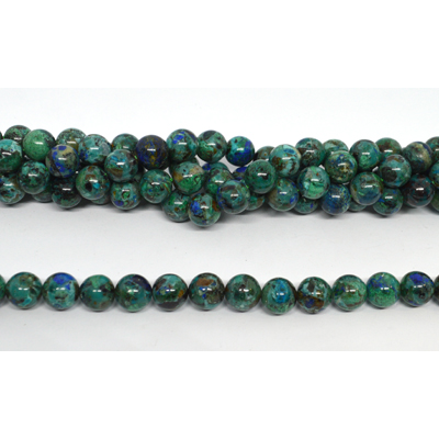 Azurite polished round 10mm strand 38 beads