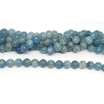 Pure Blue Calcite polished round 12mm 32 beads