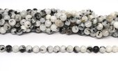 Moonstone with rutalited Black toumaline polished round 8mm strand 48 beads-beads incl pearls-Beadthemup