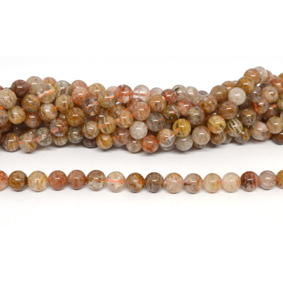 Thousand layer Phantom Quartz polished round 8mm strand 48 beads