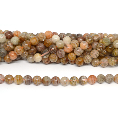 Thousand layer Phantom Quartz polished round 10mm strand 40 beads