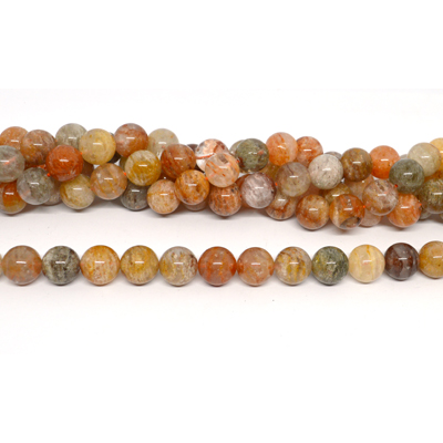Thousand layer Phantom Quartz polished round 12mm strand 32 beads