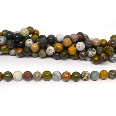 Ocean Jasper polished round 10mm strand 37 beads