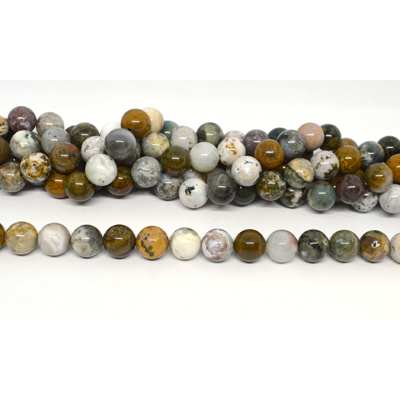Ocean Jasper polished round 12mm strand 30 beads