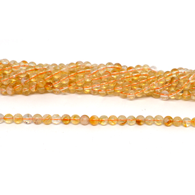 Citrine A polished round 4mm-4.7 strand 88 beads