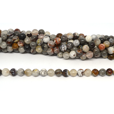 Mexican Crazy Lace Agate polished round 8mm strand 48 beads