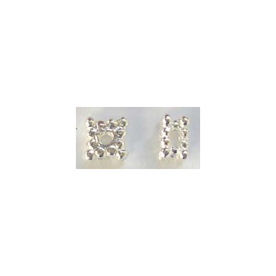 Sterling Silver Bead Daisy square 5mm double 4p
