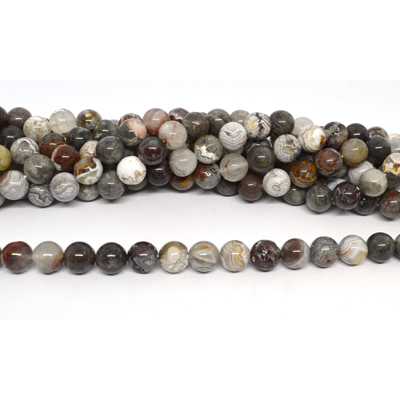 Mexican Crazy Lace Agate polished round 10mm strand 38 beads