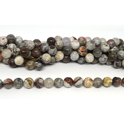 Mexican Crazy Lace Agate polished round 12mm strand 32 beads