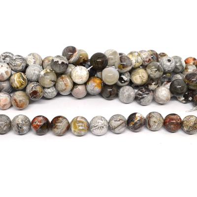 Mexican Crazy Lace Agate polished round 16mm strand 24 beads