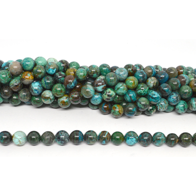 Chrysocolla polished round 8mm strand 47 beads