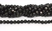 Silver Obsidian polished round 8mm strand 46 beads-beads incl pearls-Beadthemup