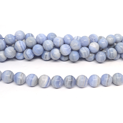 Blue Lace Agate polished round 14mm strand 27 beads