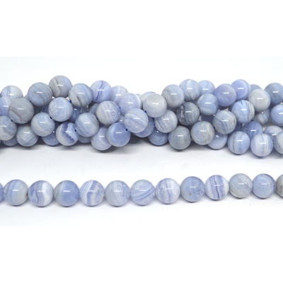 Blue Lace Agate polished round 12mm strand 34 beads